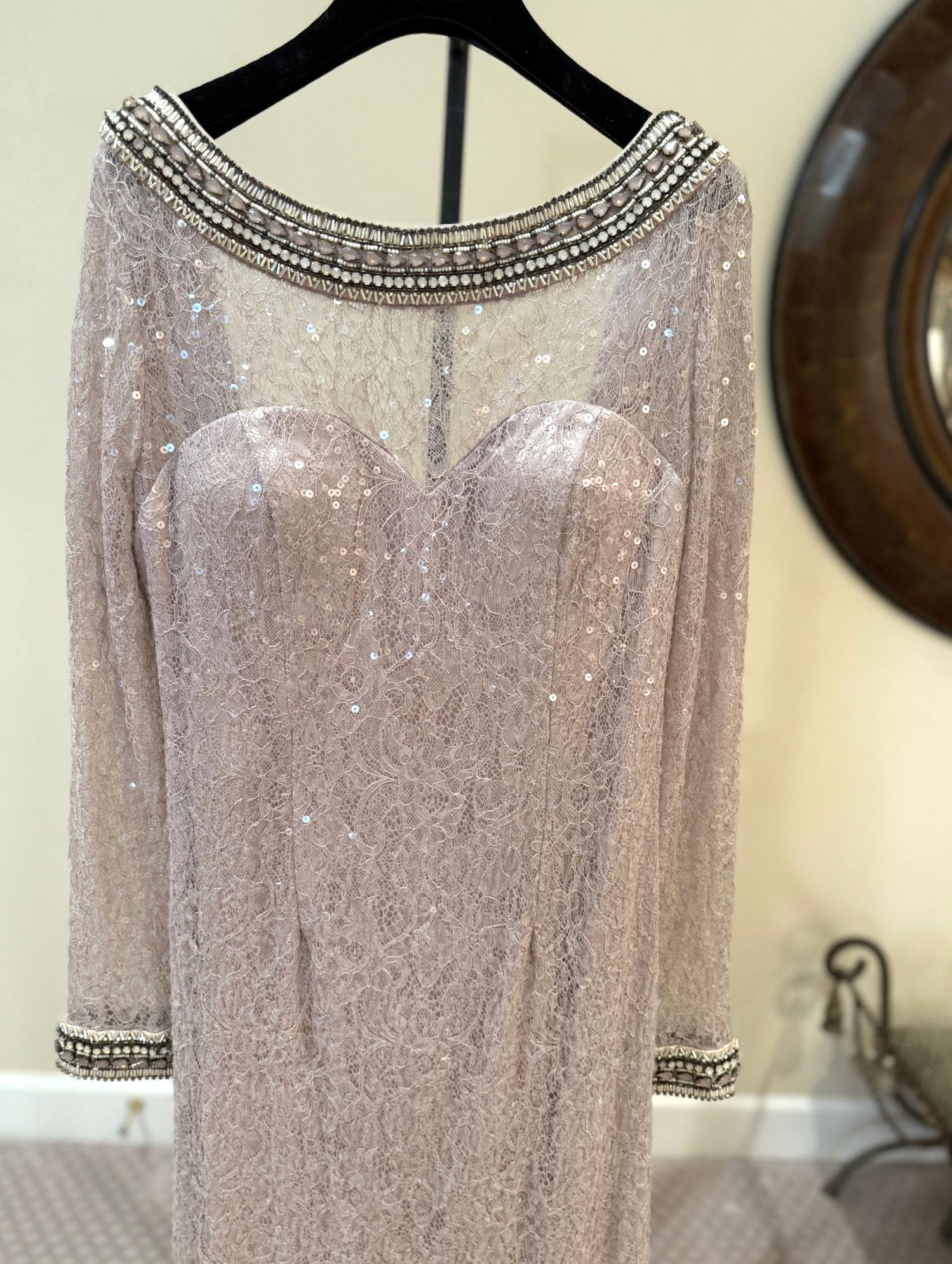 Terani Couture - Beaded Sheer Mesh Gown