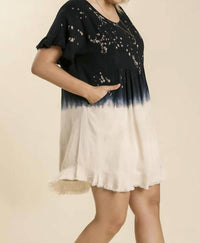 Umgee - Dip Dye Pocket Mini Dress Plus