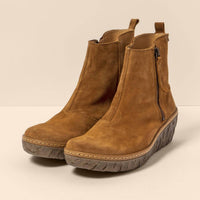 El Naturalista Women's Myth Wedge Leather Comfort Ankle Boots in brown - women's shoe - detail view