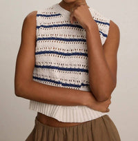 Velvet By Graham & Spencer - Calista Crochet Stitch Stripe Tank