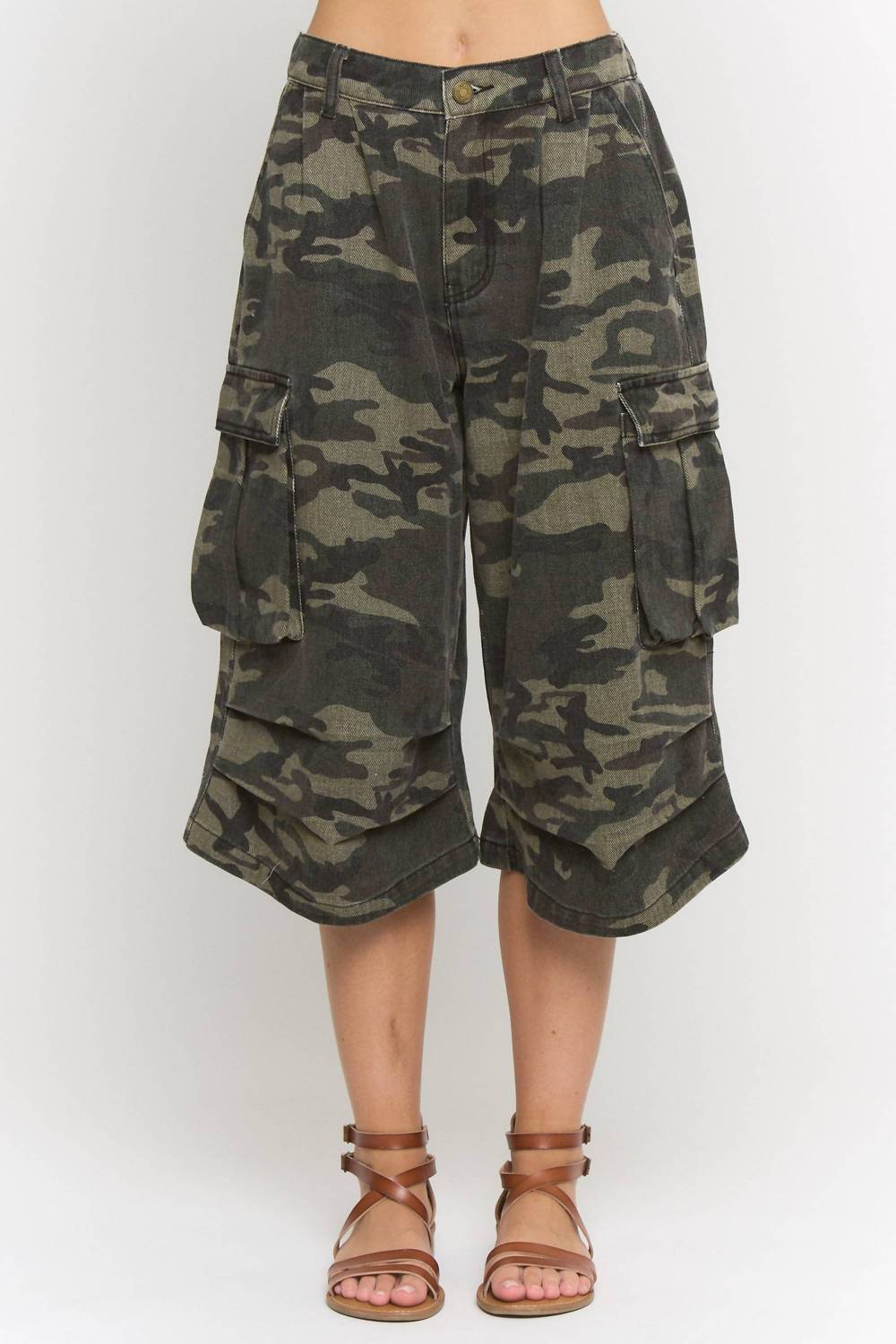 Jade By Jane - Camo Cargo Midi Pants - Plus