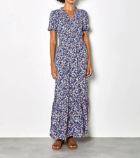 Apricot - Smock V-neck Floral Maxi Dress