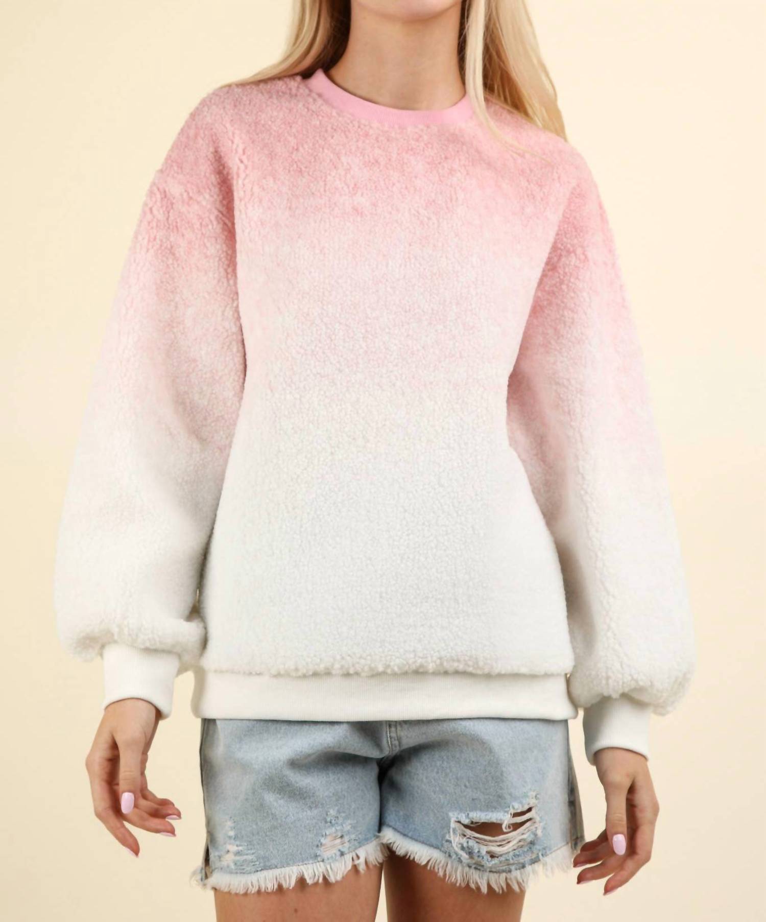 Very J - Ombre Sherpa Pullover