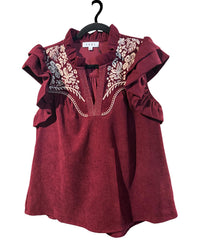 Thml - Women's Flutter Sleeve V-neck Blouse
