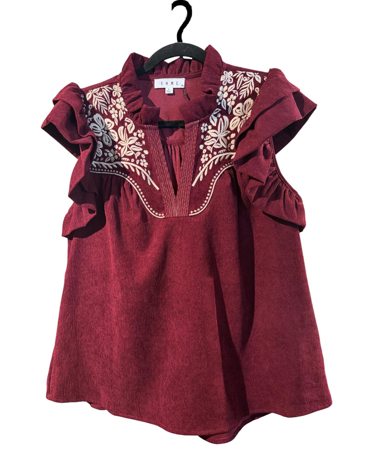 Thml - Women's Flutter Sleeve V-neck Blouse