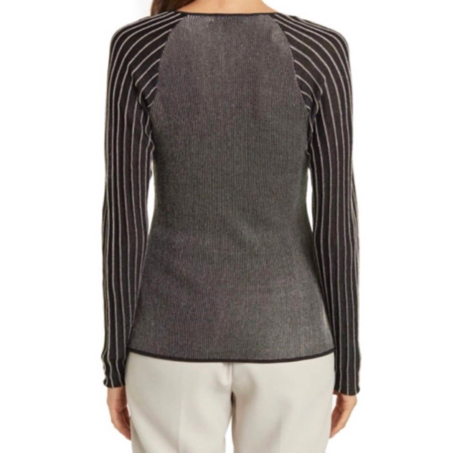 Reiss - Esta Metallic Rib Knit Top