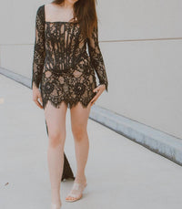 Better With Bubbli Amour On The Rocks Lace Mini Dress in black - women's dress - view 7