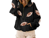 Bibi - Football Sequin Half Zip Up Hoodie