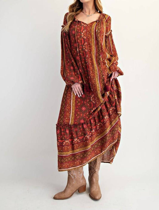 Easel - Floral Printed Tiered Maxi Dress