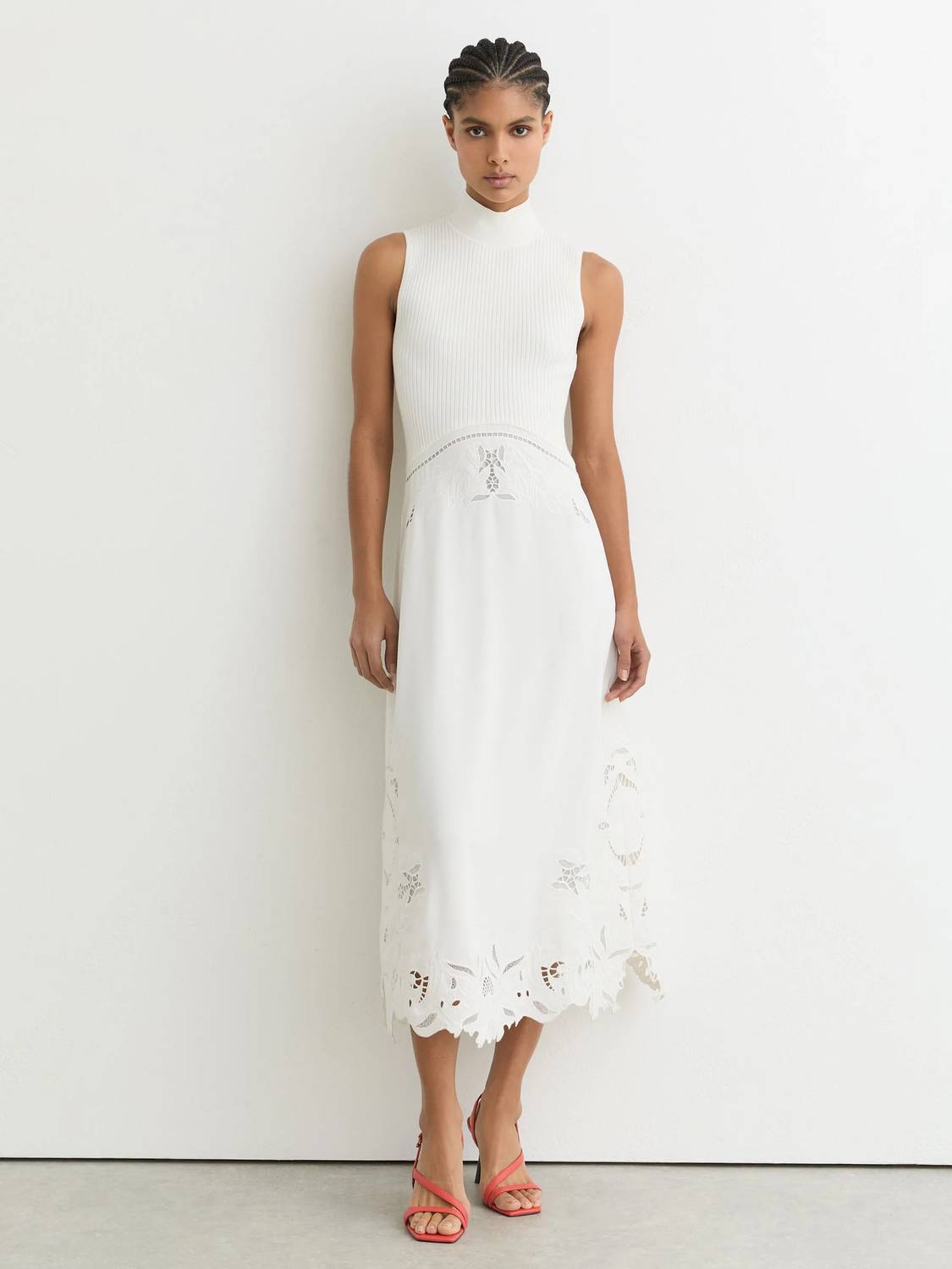 Reiss - Phoenix Knit Woven Midi Dress