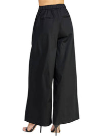 Strut & Bolt - One-Shoulder Knotted Flower Bow Crop Top & Pleat Detail Wide Leg Twill Pants