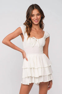 Sky To Moon - Clip Dot Smock Waist Ruffle Romper