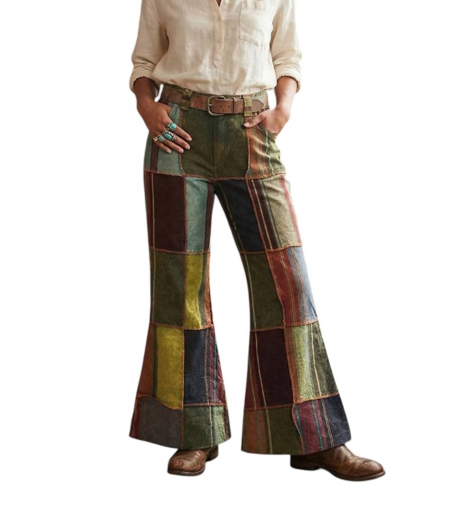 Jayli - Women's Cotton Patchwork Outer Stitching Pants