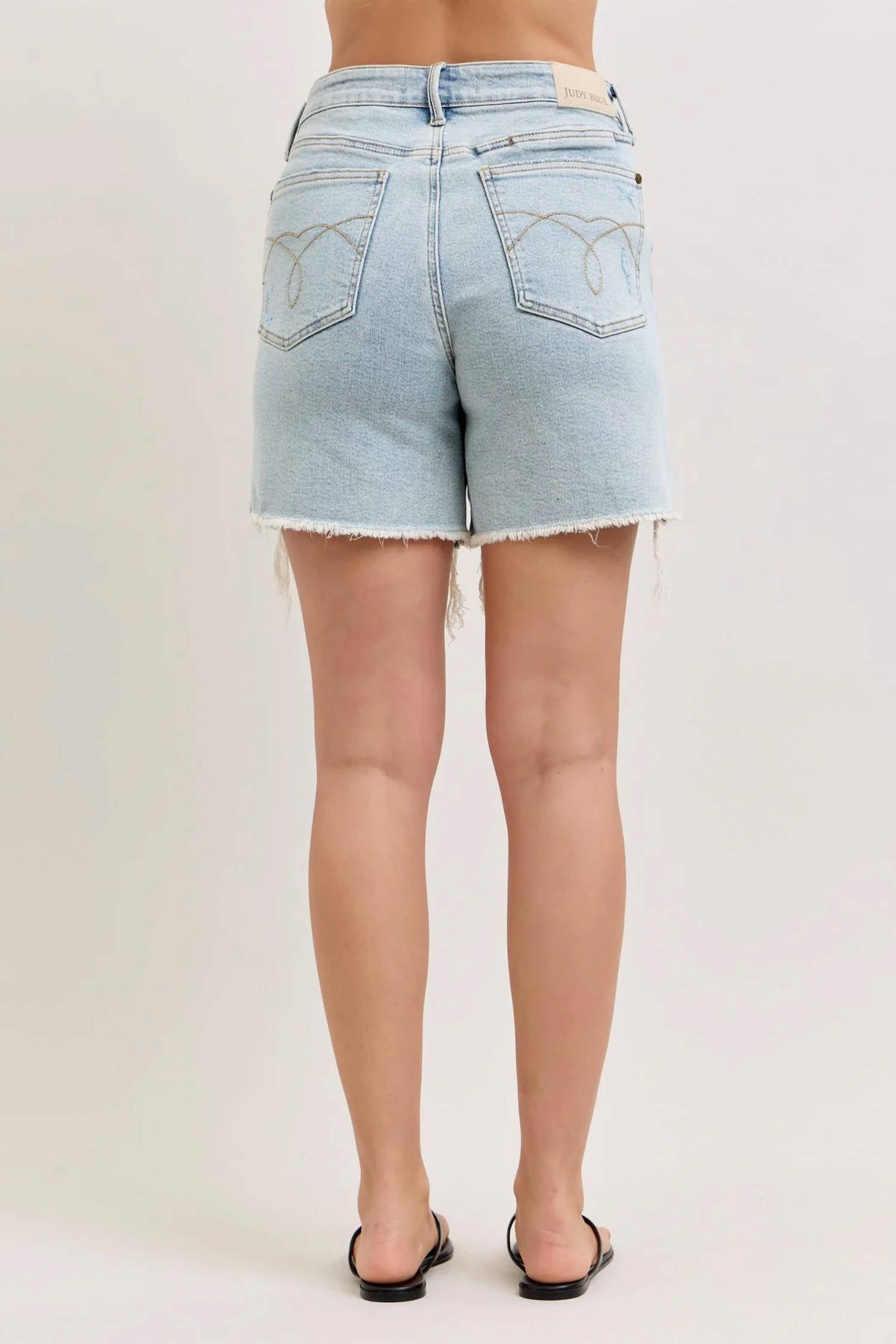Judy Blue - High Waist Rigid Magic Phone Pocket Dad Denim Short