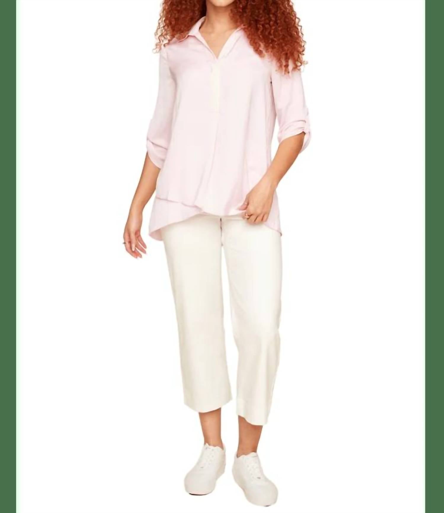 Renuar - Crop Wide Leg Twill Woven Pant
