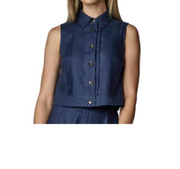 Hevron Vera Sleeveless Top in indigo - women's blouse