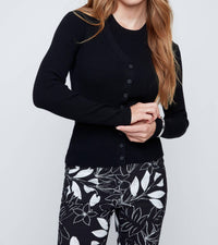 Renuar Lightweight Knit Cardigan in black - women's cardigan - view 4