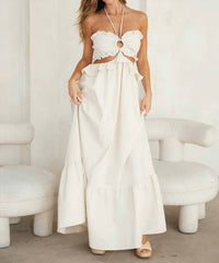 Endless Blu. - Cut-out Ruffled Maxi Halter Dress
