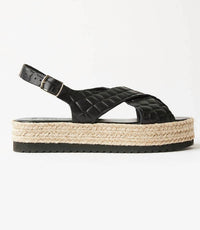 Christina Christi Women's Leather Espadrille Sandals in black - women's sandal - view 6