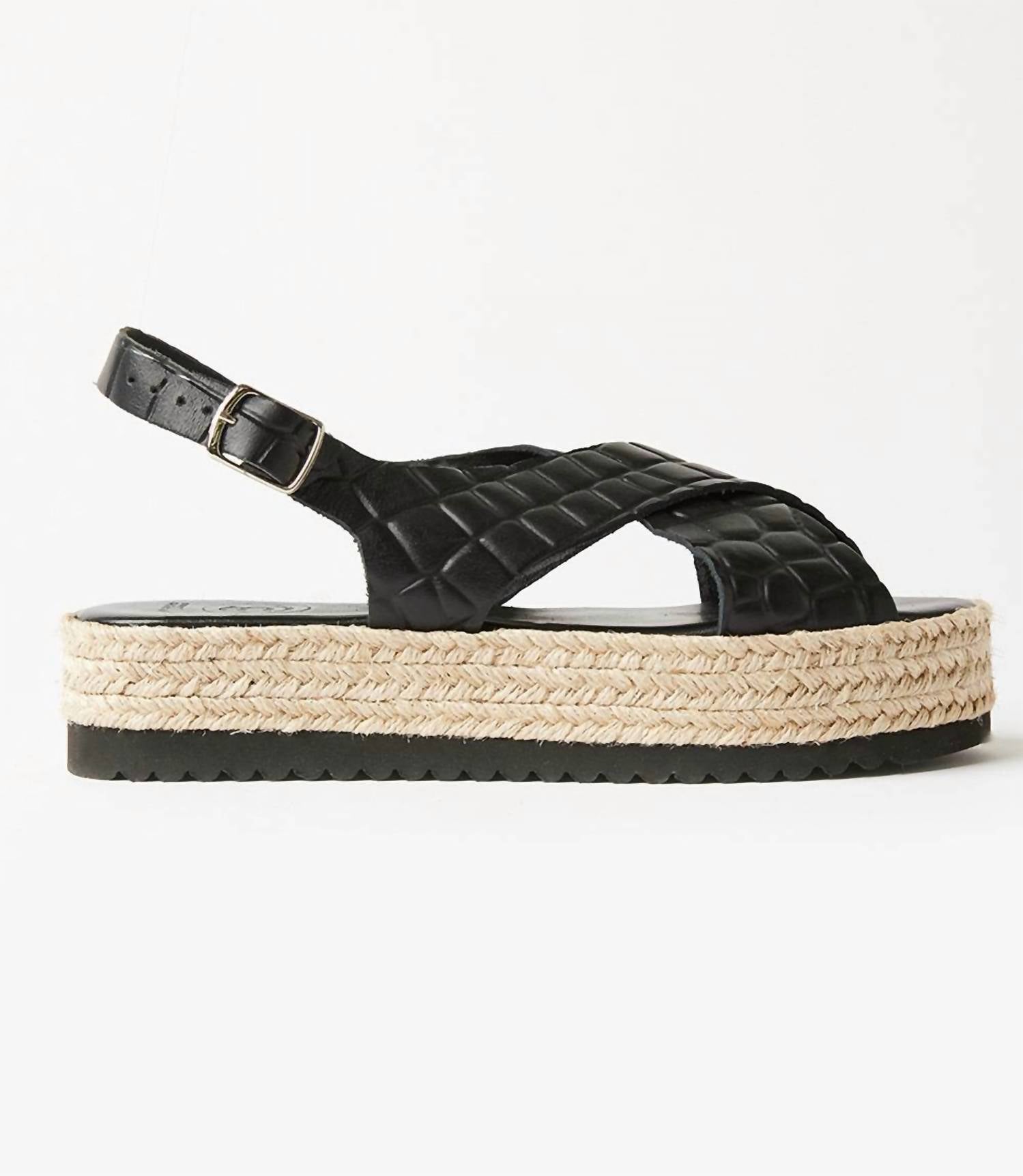 Christina Christi Women's Leather Espadrille Sandals in black - women's sandal - view 6
