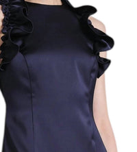 Kika Vargas Ruti Satin Midi Dress in marine - women's dress - detail view