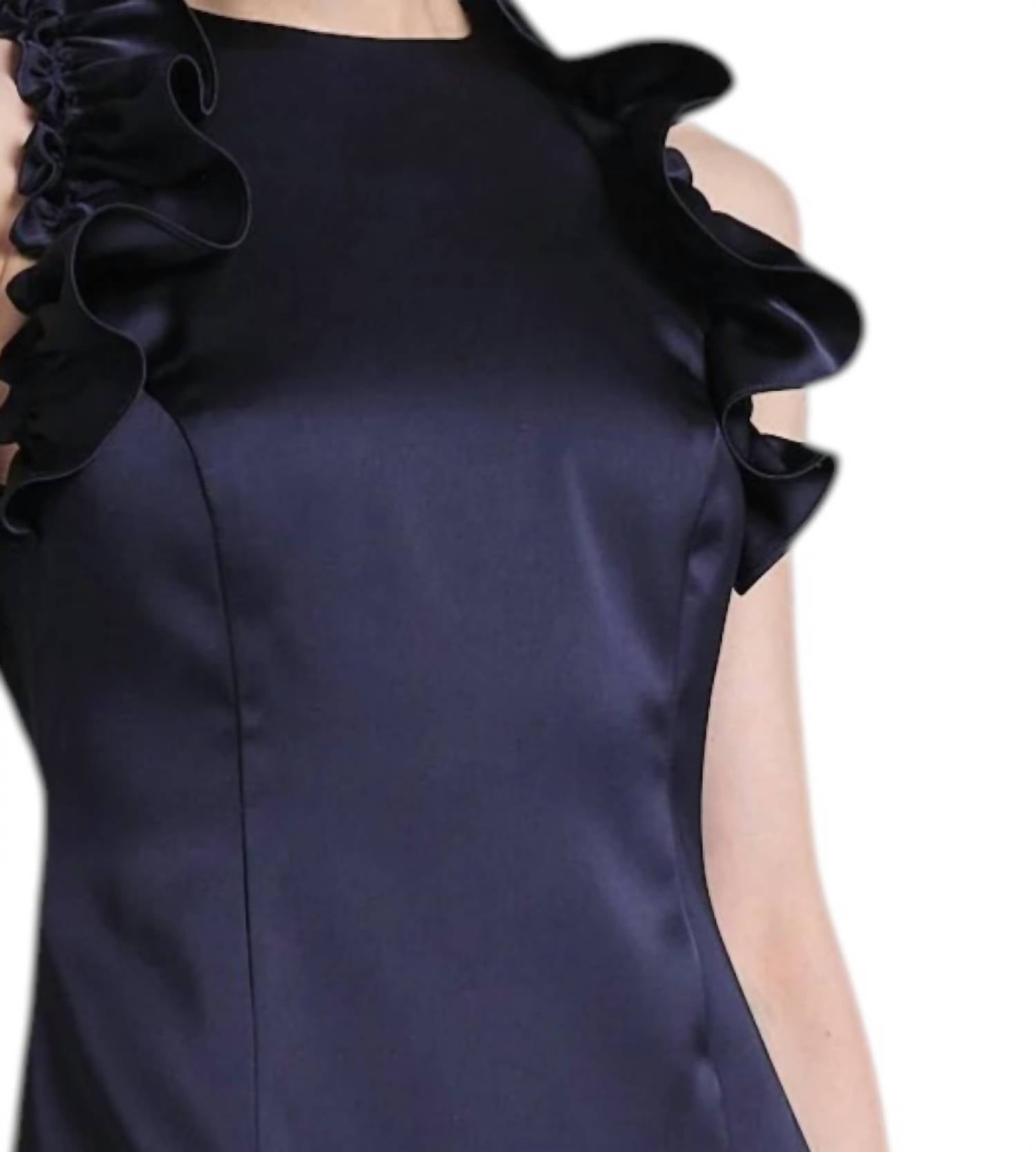 Kika Vargas Ruti Satin Midi Dress in marine - women's dress - detail view
