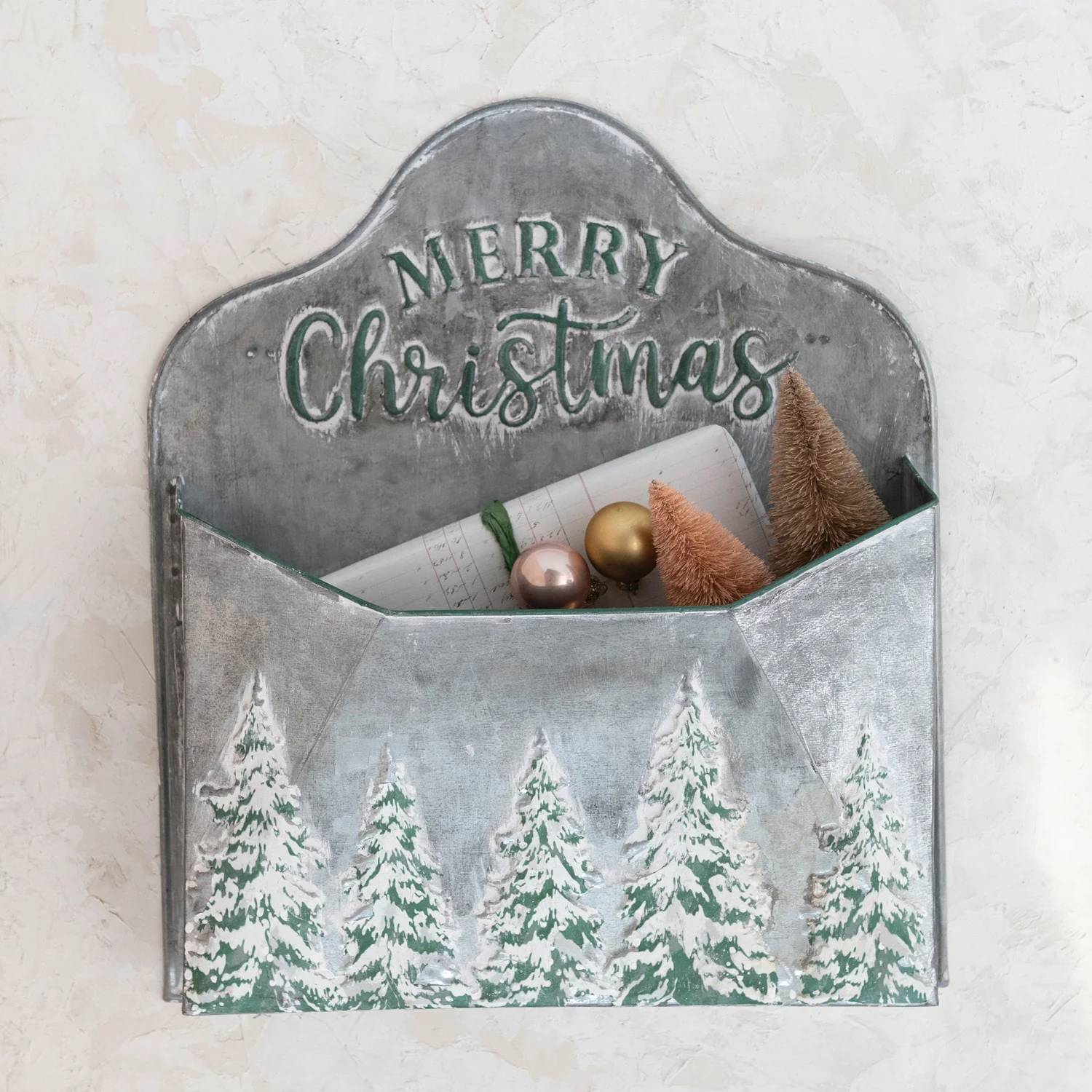 Creative Co-Op - 'Merry Christmas Embossed Metal Mailbox