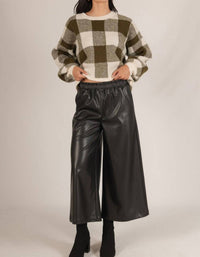 Before You Collection - Faux Leather Wide Leg Pants