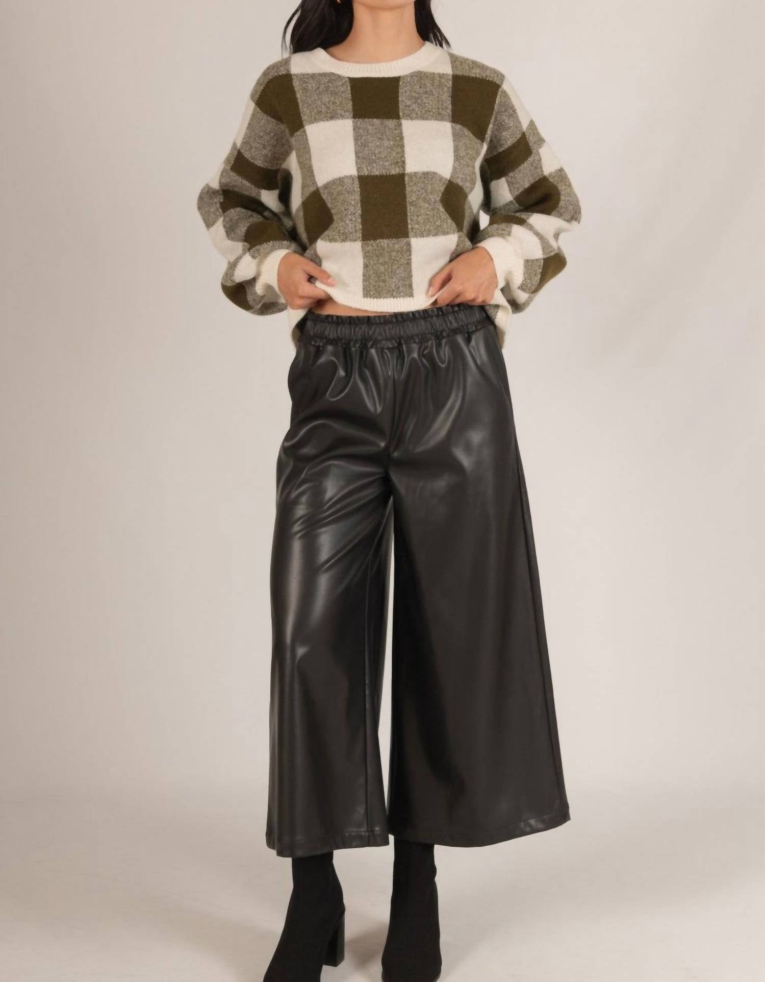 Before You Collection - Faux Leather Wide Leg Pants