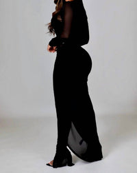 Little Secret Of Mine - Sheer Ruched Wrap Skirt Jumpsuit