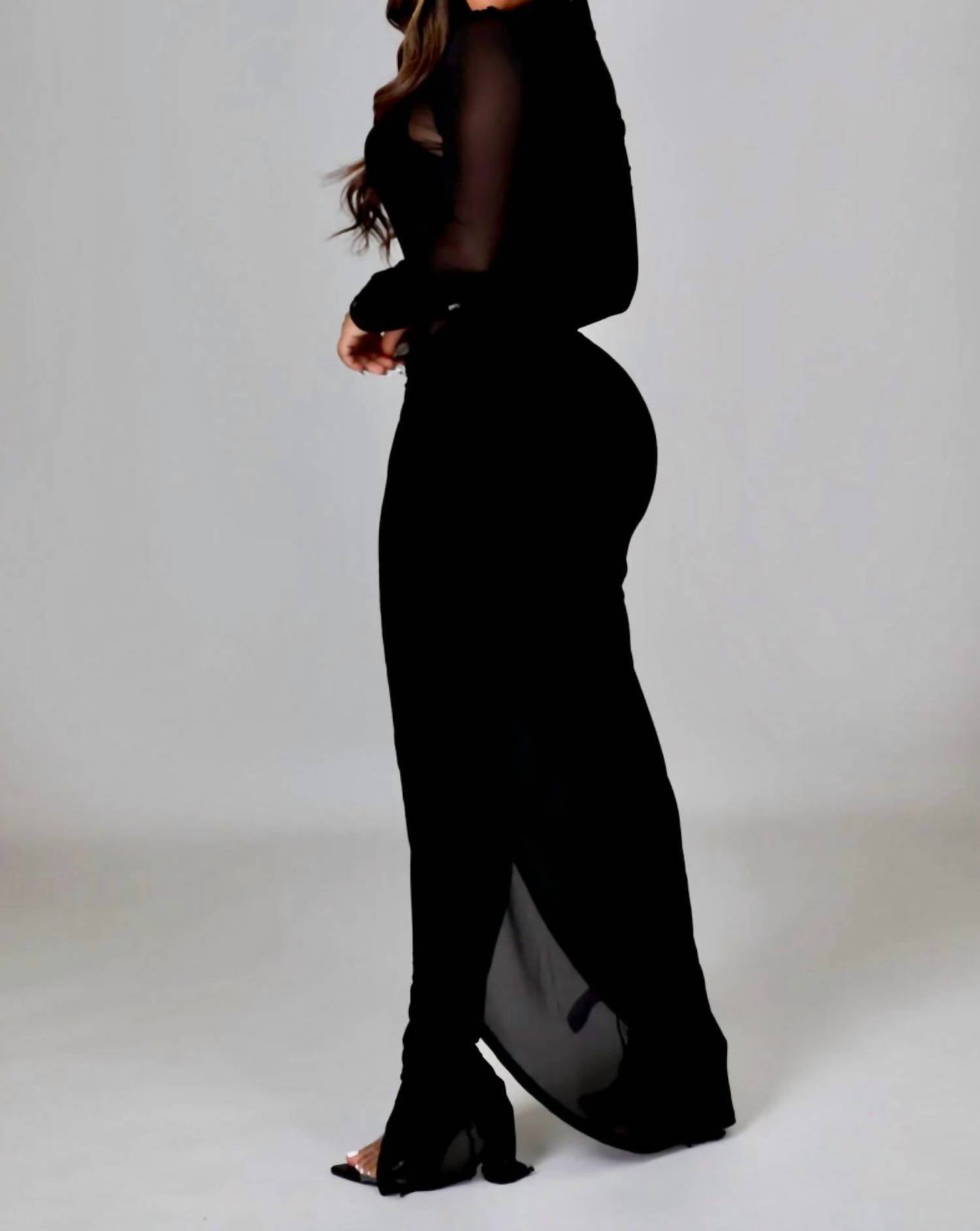 Little Secret Of Mine - Sheer Ruched Wrap Skirt Jumpsuit