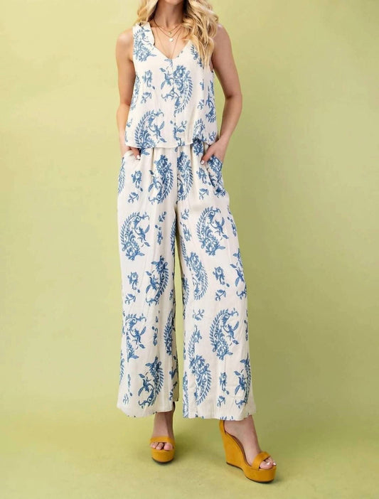Gigio - Floral Set Jumpsuit With Shoulder Tie