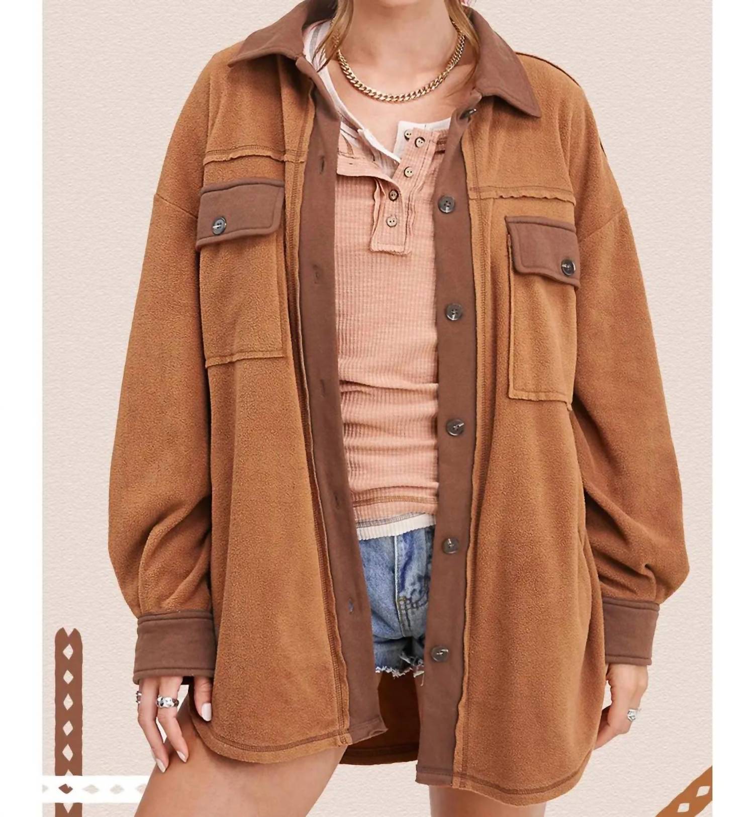 LA MIEL Fleece Jacket in camel - women's jacket