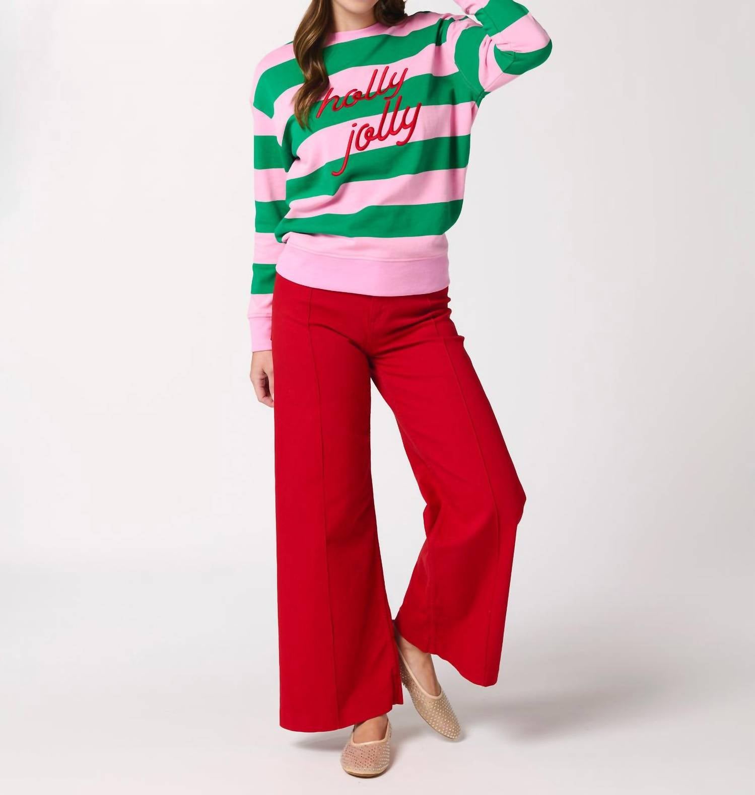 Shiraleah - Holly Jolly Striped Classic Sweatshirt
