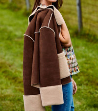 SARA CAMPBELL Rhiannon Shearling Suede Jacket in chocolate - women's jacket - view 13