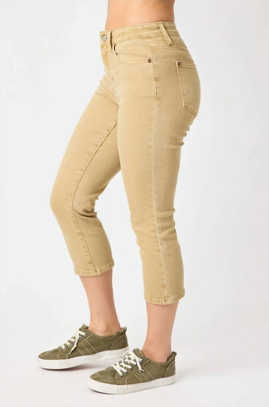 Judy Blue - Mid Rise Dyed Capri Jeans - Plus