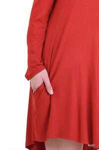 umgee Cold Shoulder T-shirt Dress in rust - women's dress - view 5