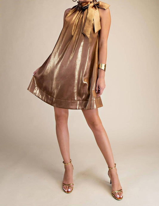 Glam - Mock Neck Tie Sleeveless Mini Dress