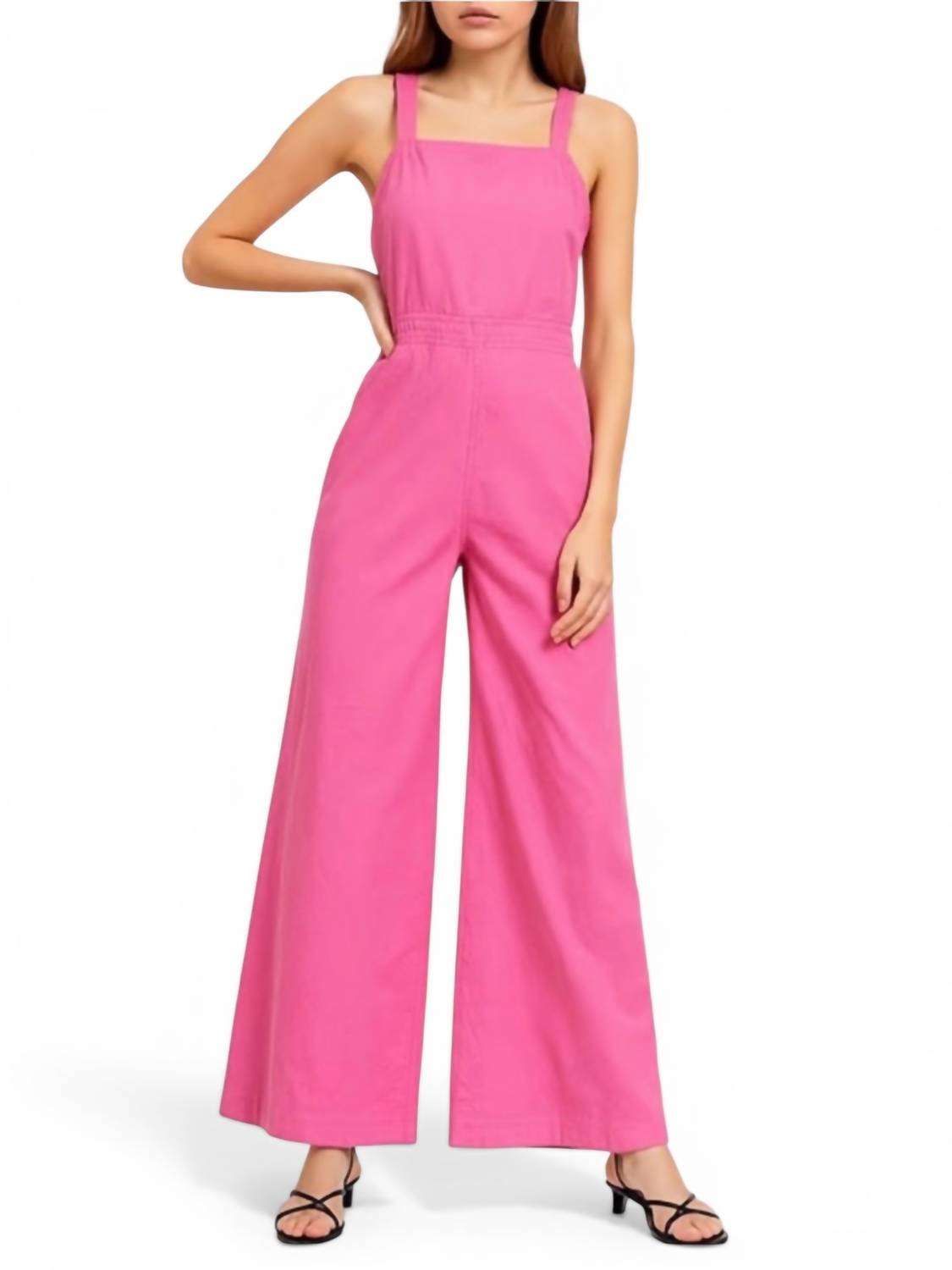 ROLLA'S Alice Linen Overalls in hot pink - women's pants
