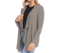 Karen Kane - Sidra Stripe Drape Front Cardigan