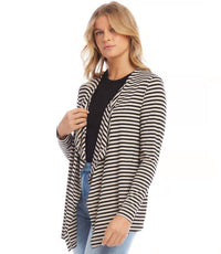Karen Kane - Sidra Stripe Drape Front Cardigan