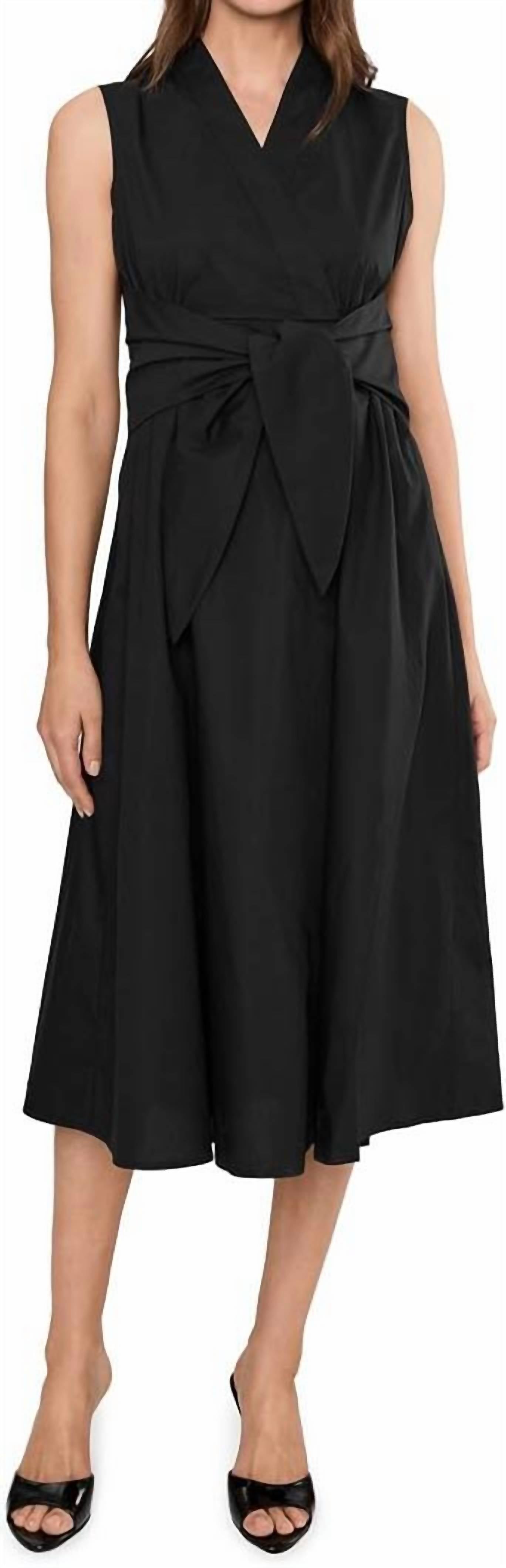 Elliott Lauren - Sleeveless Faux Midi Wrap Dress With Tie Front