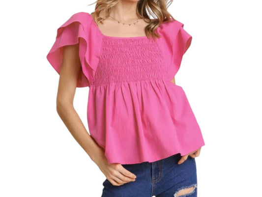 Umgee - Smocked Poplin Ruffle Top