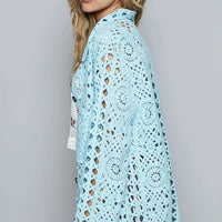 Pol - Crochet Button Up Cardigan With Chest Patch Pockets