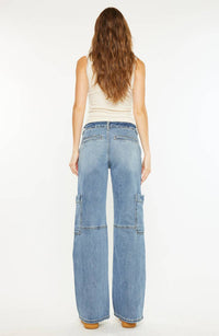 KanCan Priority Low Rise X-cargo Jeans in blue - women's jeans - detail view