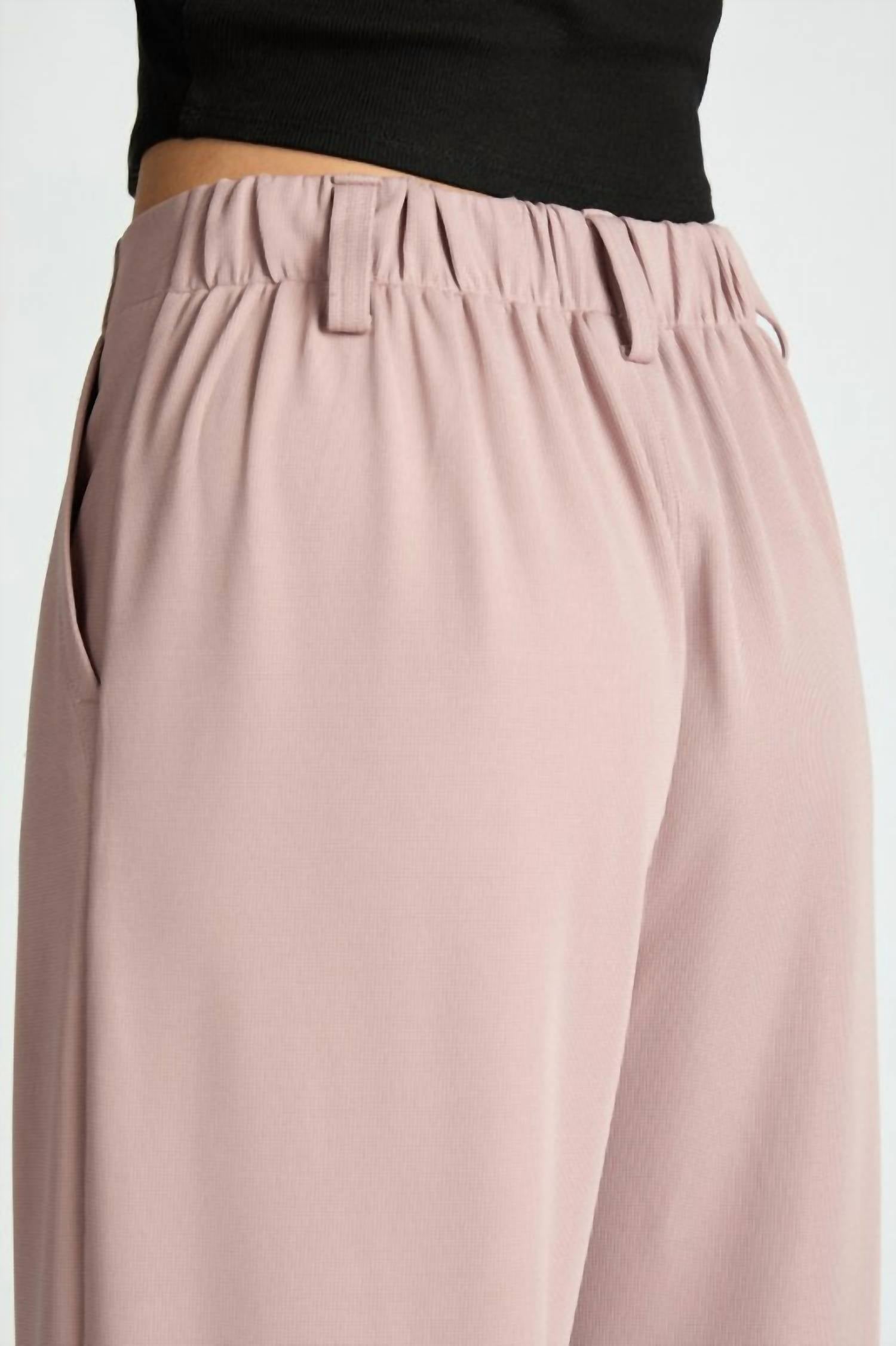 Loit - Wide Leg Waffle Textured Pleated Pants