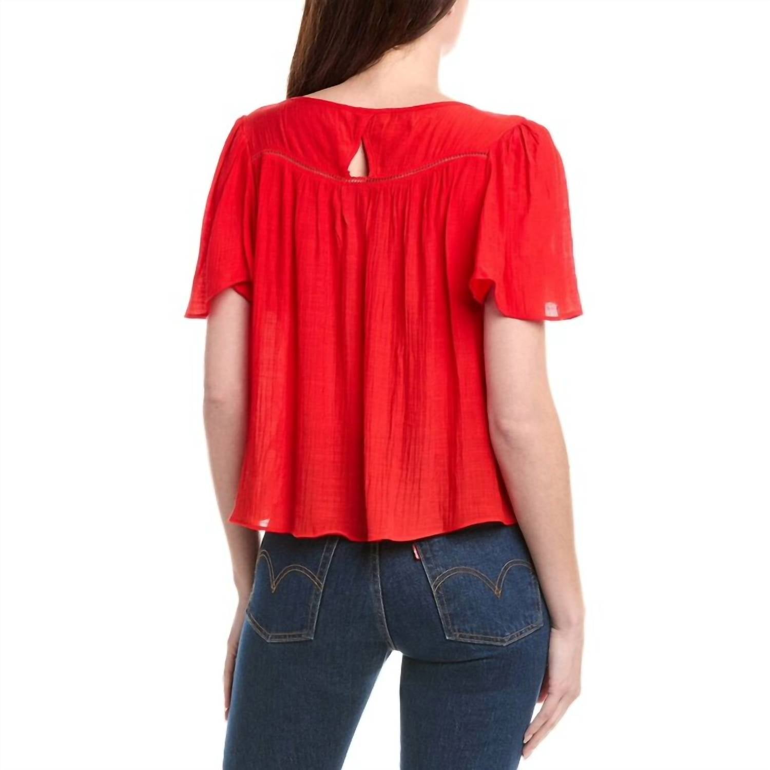 Nanette Lepore - Ladder Stitch Trim Shirred Top