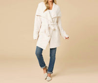 SOFTiES Ultra-marshmallow Wrap Cardigan in almond - women's cardigan - detail view
