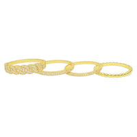 Atlanta Jewelers Supply - Women's Moissanite Pave Cuban Link Beaded Stackable Bands Ring Set