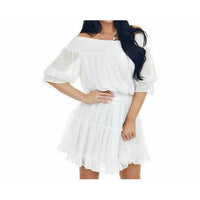 Bluivy - Swiss Dot Off Shoulder Dress